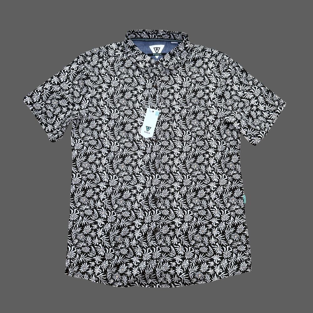 Vissla Patterned SS Button Up Black Floral Medium NWT